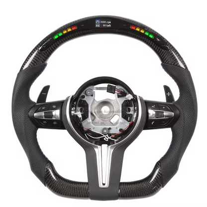 Bmw F series LED carbon fiber leather steering wheel by FOXY.