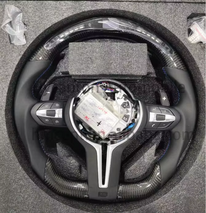 Bmw F series LED carbon fiber leather steering wheel by FOXY.