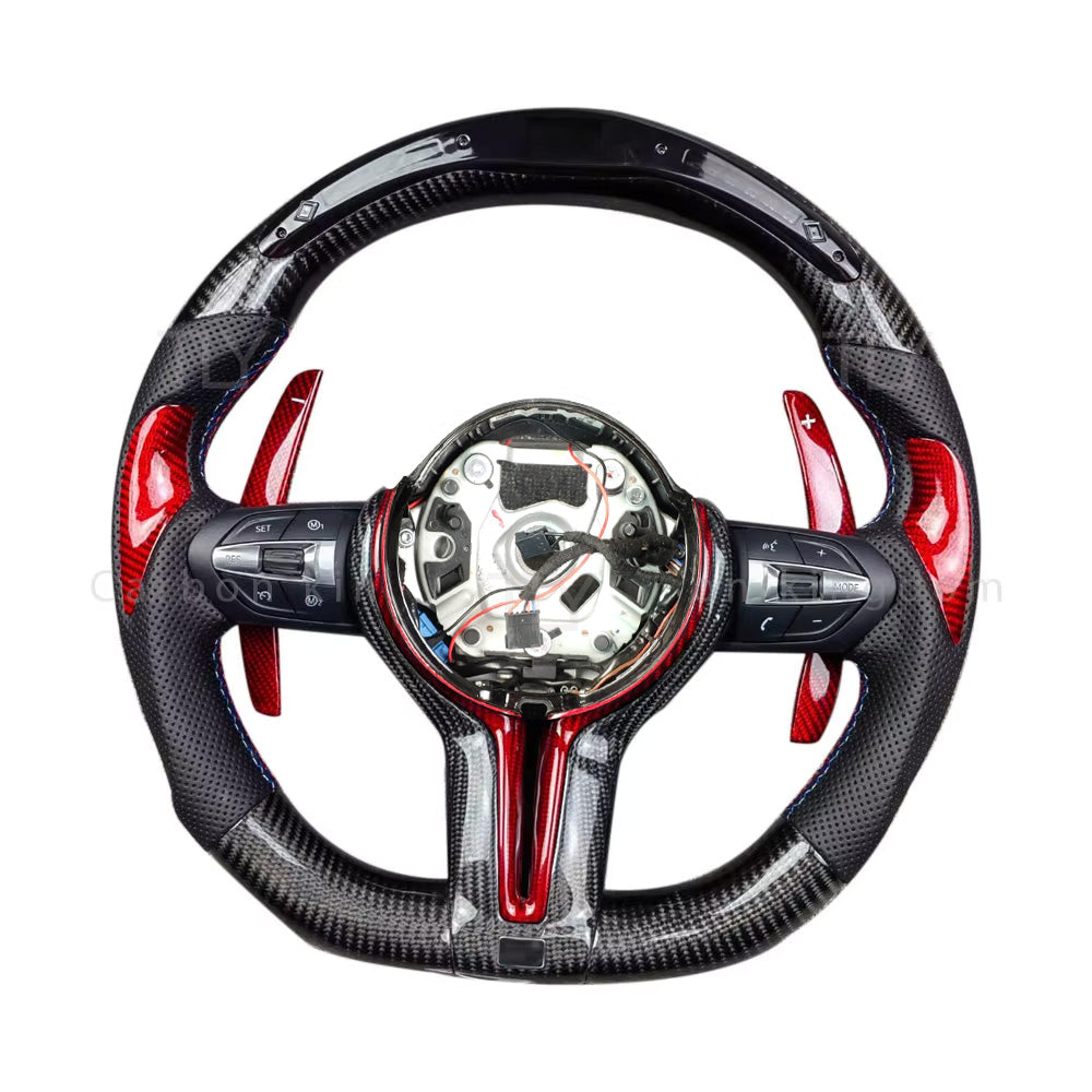 Bmw F series LED carbon fiber leather steering wheel by FOXY.